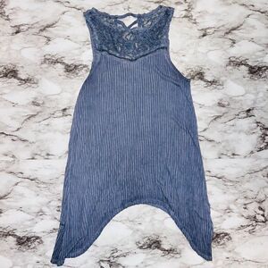 Knox Rose Ribbed Crochet Tank Top Purple Women XS Fairy Peasant Cottage Hippie